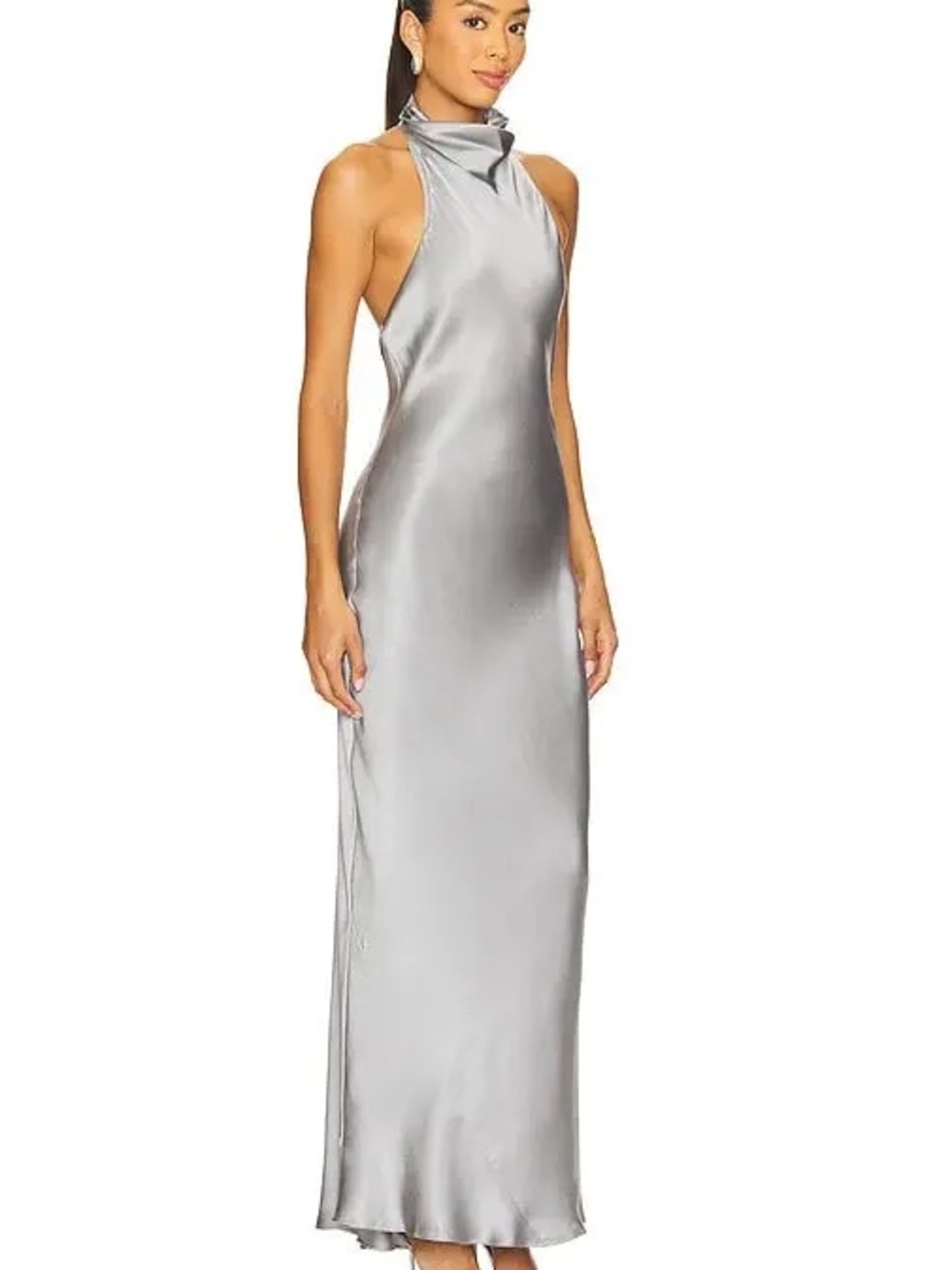NWT Anine Bing Eliana Silk Halterneck Dress in Pastel Blue - Picture 4 of 16